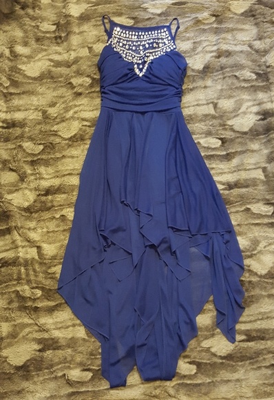 royal blue high low dress